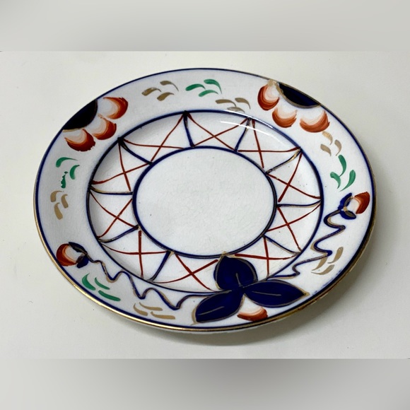 19th Century Antique Gaudy Welsh Dowsywales Pattern 6” Round Hand Painted Plate - Picture 1 of 13